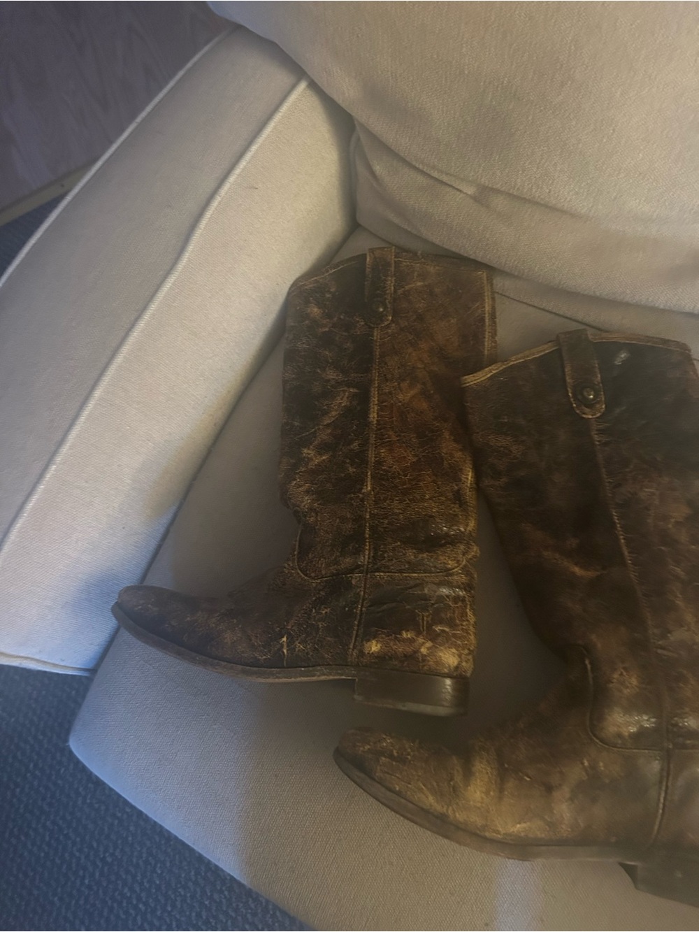 Frye Brown Distressed Leather Over-the-Knee Boots